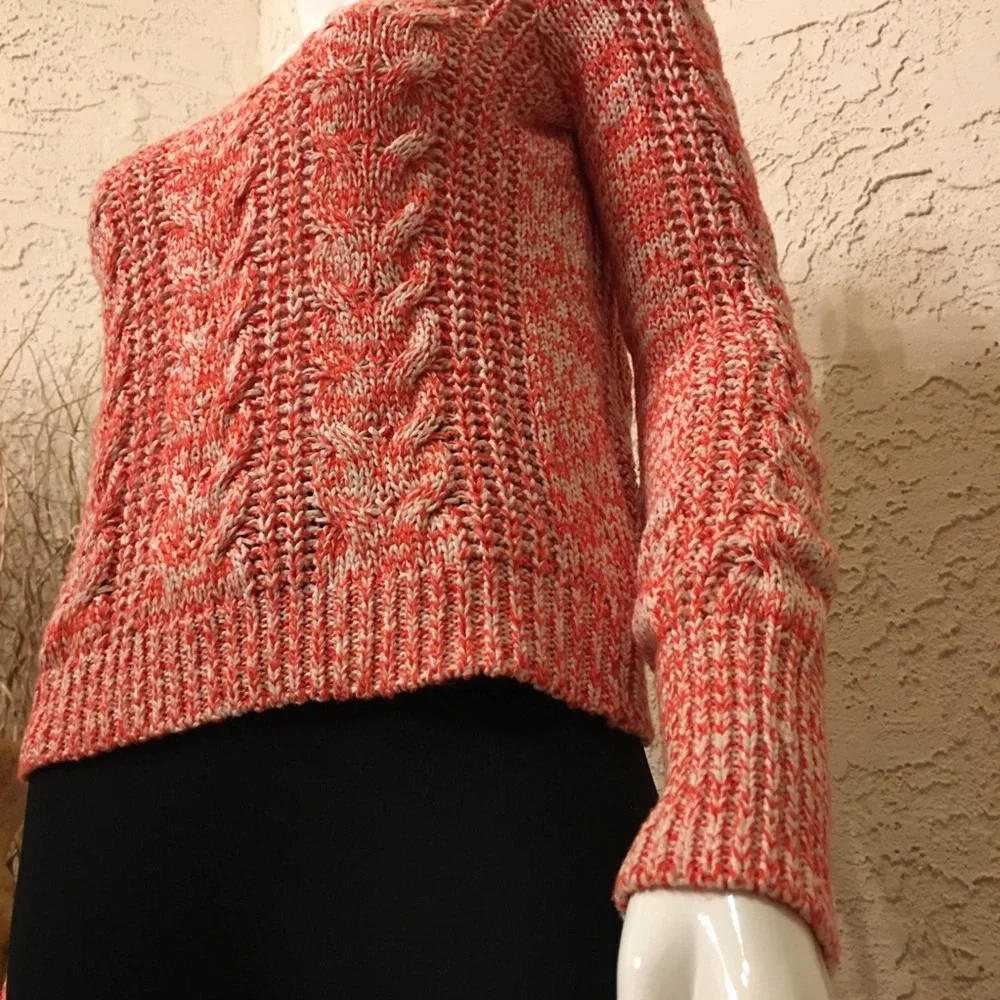 Free People Marled Cable Knit Crop Sweater Sz S/P